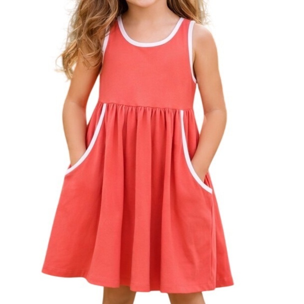 Hanna Andersson Girls' Racerback‎ Skater Casual Scoop Pockets Tank Dress Size 10